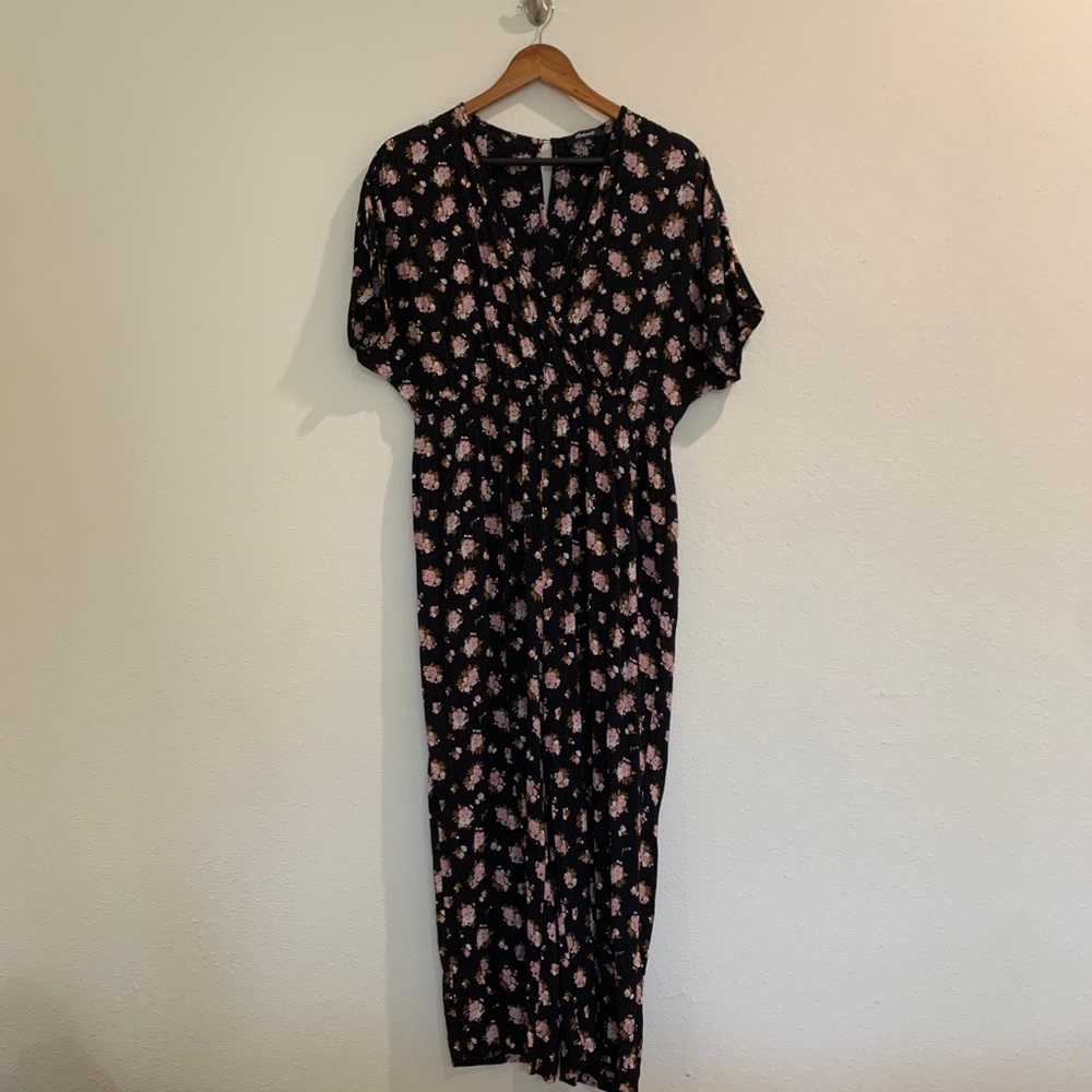 Madewell black floral jumpsuit